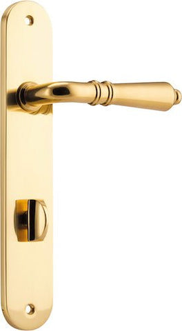 Iver Sarlat Solid Brass Door Lever on Oval Backplate | Privacy Lever Set Only | 10 Finishes - Polished Brass