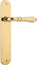 Iver Sarlat Solid Brass Door Lever on Oval Backplate | Passage Lever Set Only | 10 Finishes - Polished Brass