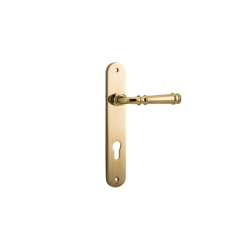 Iver Verona Solid Brass Door Lever on Oval Backplate | Entrance Lever Set Only | 9 Finishes - Polished Brass
