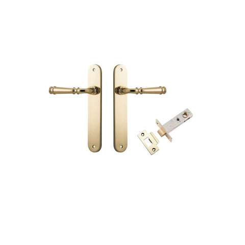 Iver Verona Solid Brass Door Lever on Oval Backplate | Passage Kit | 9 Finishes - Polished Brass