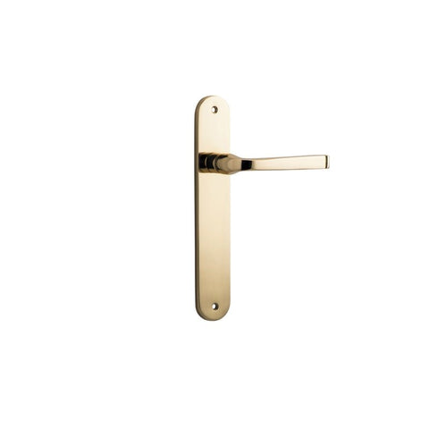 Iver Annecy Solid Brass Door Lever on Oval Backplate | Passage Lever Set Only | 9 Finishes - Polished Brass