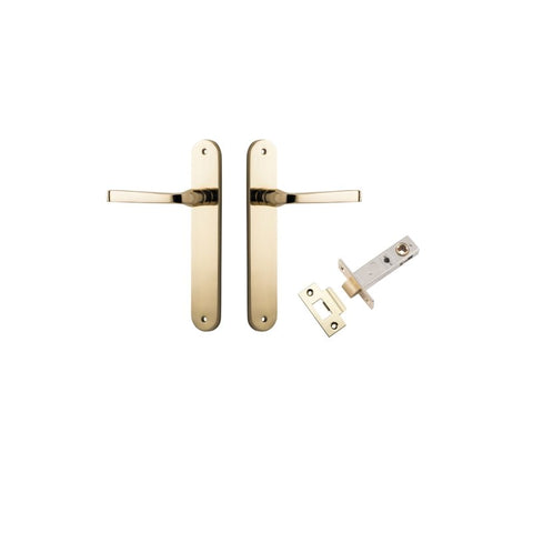 Iver Annecy Solid Brass Door Lever on Oval Backplate | Passage Kit | 9 Finishes - Polished Brass