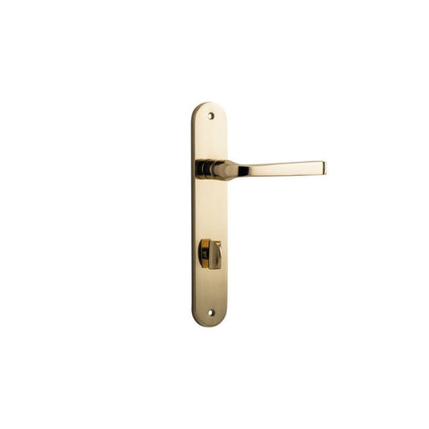 Iver Annecy Solid Brass Door Lever on Oval Backplate | Privacy Lever Set Only | 9 Finishes - Polished Brass