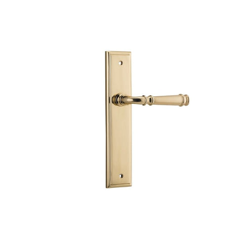 IVER Verona Door Lever Handle On Stepped Backplate | Passage Lever Set Only | 9 Finishes - Polished Brass