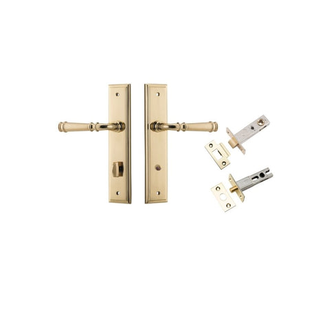 IVER Verona Door Lever Handle On Stepped Backplate | Separate Privacy Kit | 9 Finishes - Polished Brass