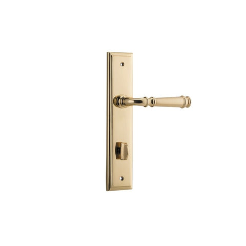 IVER Verona Door Lever Handle On Stepped Backplate | Privacy Lever Set Only | 9 Finishes - Polished Brass