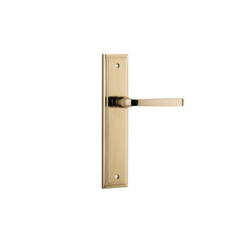 IVER Annecy Door Lever Handle On Stepped Backplate | Passage Lever Set Only | 9 Finishes - Polished Brass