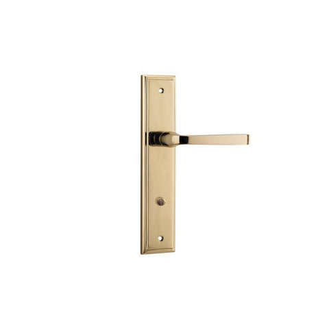 IVER Annecy Door Lever Handle On Stepped Backplate | Privacy Lever Set Only | 9 Finishes - Polished Brass