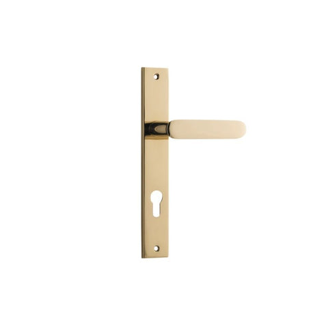 IVER Bronte Door Lever Handle On Rectangular Backplate | Entrance Lever Set Only | 7 Finishes - Polished Brass
