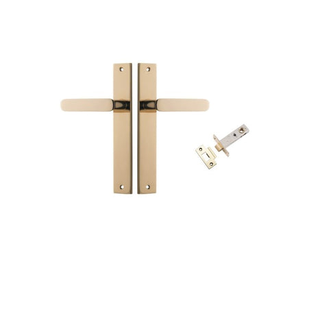 IVER Bronte Door Lever Handle On Rectangular Backplate | Passage Kit | 7 Finishes - Polished Brass