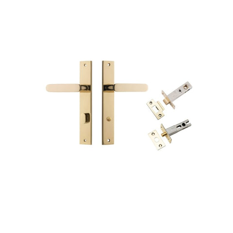 IVER Bronte Door Lever Handle On Rectangular Backplate | Separate Privacy Kit | 7 Finishes - Polished Brass