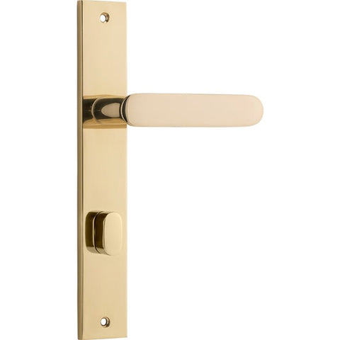 IVER Bronte Door Lever Handle On Rectangular Backplate | Privacy Lever Set Only | 7 Finishes - Polished Brass