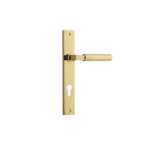 IVER Berlin Door Lever Handle On Rectangular Backplate | Entrance Lever Set Only | 7 Finishes - Polished Brass