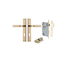 IVER Berlin Door Lever Handle On Rectangular Backplate | Entrance Kit (Key/Key) | 7 Finishes - Polished Brass