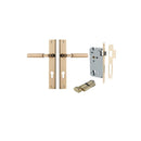 IVER Berlin Door Lever Handle On Rectangular Backplate | Entrance Kit (Key/Thumb) | 7 Finishes - Polished Brass