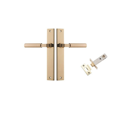 IVER Berlin Door Lever Handle On Rectangular Backplate | Passage Kit | 7 Finishes - Polished Brass