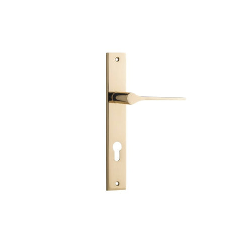 IVER Como Door Lever Handle On Rectangular Backplate | Entrance Lever Set Only | 7 Finishes - Polished Brass