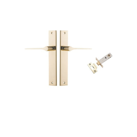 IVER Como Door Lever Handle On Rectangular Backplate | Passage Kit | 7 Finishes - Polished Brass