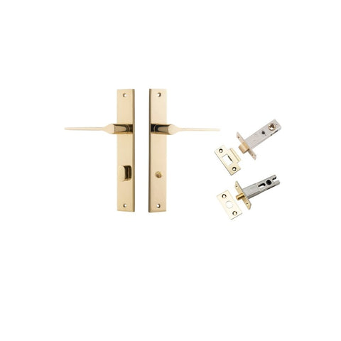 IVER Como Door Lever Handle On Rectangular Backplate | Separate Privacy Kit | 7 Finishes - Polished Brass