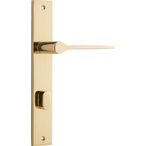 IVER Como Door Lever Handle On Rectangular Backplate | Privacy Lever Set Only | 7 Finishes - Polished Brass