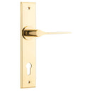 IVER Como Door Lever Handle On Chamfered Backplate | Entrance Lever Set Only | 7 Finishes - Polished Brass