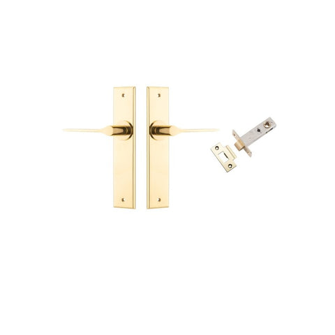 IVER Como Door Lever Handle On Chamfered Backplate | Passage Kit | 7 Finishes - Polished Brass