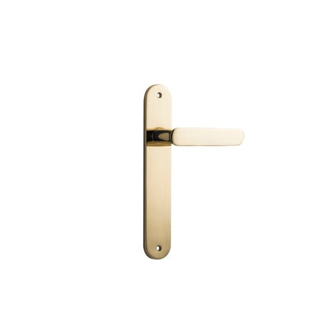 Iver Bronte Solid Brass Door Lever on Oval Backplate | Passage Lever Set Only | 7 Finishes - Polished Brass