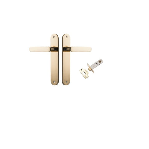 Iver Bronte Solid Brass Door Lever on Oval Backplate | Passage Kit | 7 Finishes - Polished Brass
