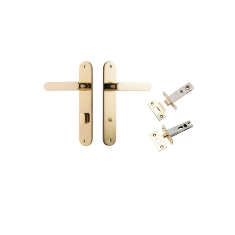 Iver Bronte Solid Brass Door Lever on Oval Backplate | Separate Privacy Kit | 7 Finishes - Polished Brass