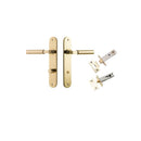 Iver Berlin Solid Brass Door Lever on Oval Backplate | Separate Privacy Kit | 7 Finishes - Polished Brass