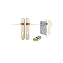 IVER Como Door Lever Handle On Oval Backplate | Entrance Kit (Key/Key) | 7 Finishes - Polished Brass