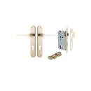 IVER Como Door Lever Handle On Oval Backplate | Entrance Kit (Key/Thumb) | 7 Finishes - Polished Brass