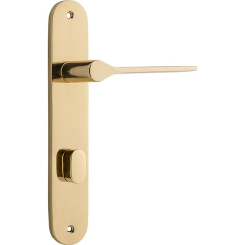 IVER Como Door Lever Handle On Oval Backplate | Privacy Lever Set Only | 7 Finishes - Polished Brass