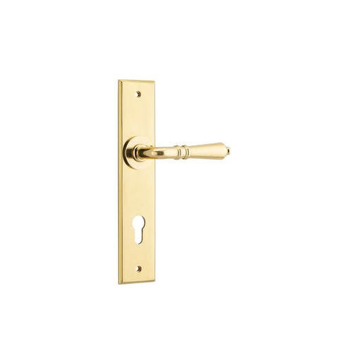 IVER Sarlat Door Lever Handle On Chamfered Backplate | Entrance Lever Set Only | 10 Finishes - Polished Brass