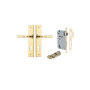 IVER Sarlat Door Lever Handle On Chamfered Backplate | Entrance Kit (Key/Thumb) | 10 Finishes - Polished Brass