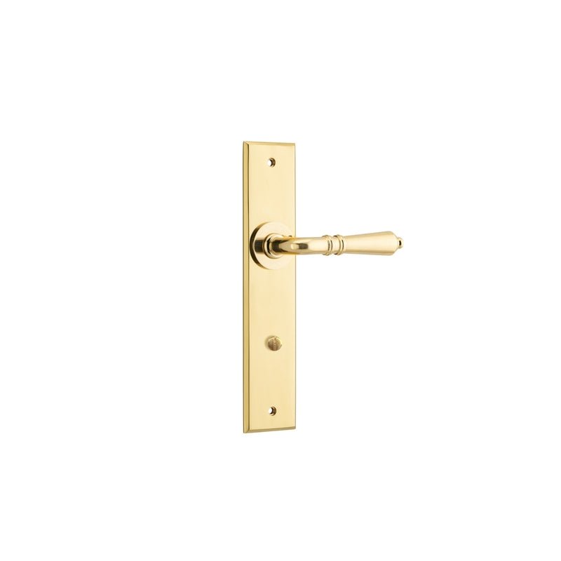 Iver Sarlat Door Lever Handle On Chamfered Backplate - primehardware