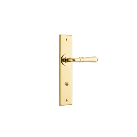 IVER Sarlat Door Lever Handle On Chamfered Backplate | Passage Lever Set Only | 10 Finishes - Polished Brass