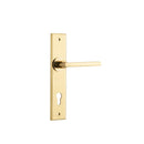 Iver Baltimore Door Lever Handle on Chamfered Backplate | Entrance Lever Set Only | 7 Finishes - Polished Brass