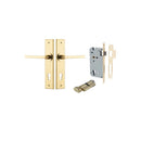 Iver Baltimore Door Lever Handle on Chamfered Backplate | Entrance Kit (Key/Thumb) | 7 Finishes - Polished Brass