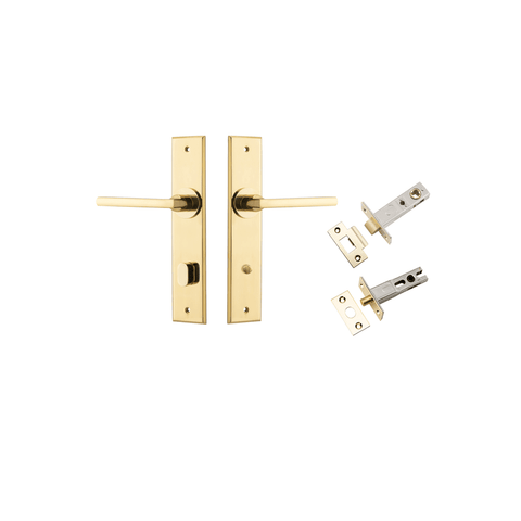 Iver Baltimore Door Lever Handle on Chamfered Backplate | Separate Privacy Kit | 7 Finishes - Polished Brass