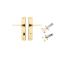 Iver Baltimore Door Lever Handle on Chamfered Backplate | Separate Privacy Kit | 7 Finishes - Polished Brass