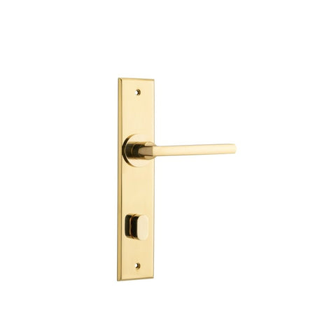 Iver Baltimore Door Lever Handle on Chamfered Backplate | Privacy Lever Set Only | 7 Finishes - Polished Brass