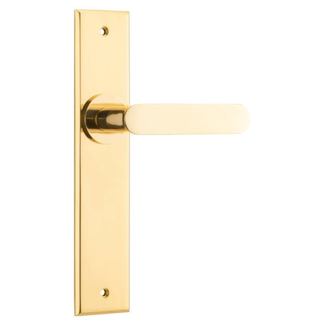 IVER Bronte Door Lever Handle On Chamfered Backplate | Passage Lever Set Only | 7 Finishes - Polished Brass