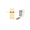 IVER Bronte Door Lever Handle On Chamfered Backplate | Entrance Kit (Key/Thumb) | 7 Finishes - Polished Brass