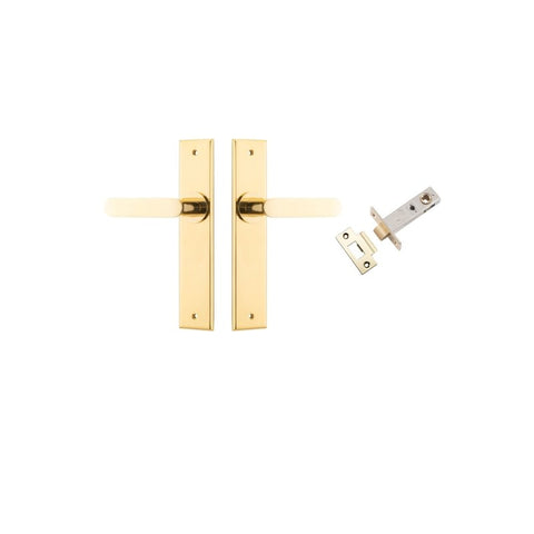IVER Bronte Door Lever Handle On Chamfered Backplate | Passage Kit | 7 Finishes - Polished Brass