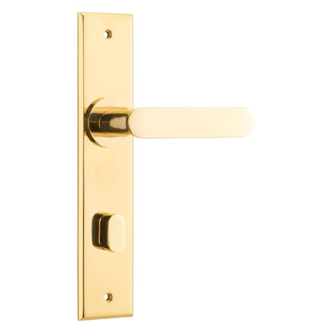IVER Bronte Door Lever Handle On Chamfered Backplate | Privacy Lever Set Only | 7 Finishes - Polished Brass