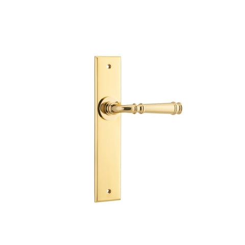 IVER Verona Door Lever Handle On Chamfered Backplate | Passage Lever Set Only | 9 Finishes - Polished Brass