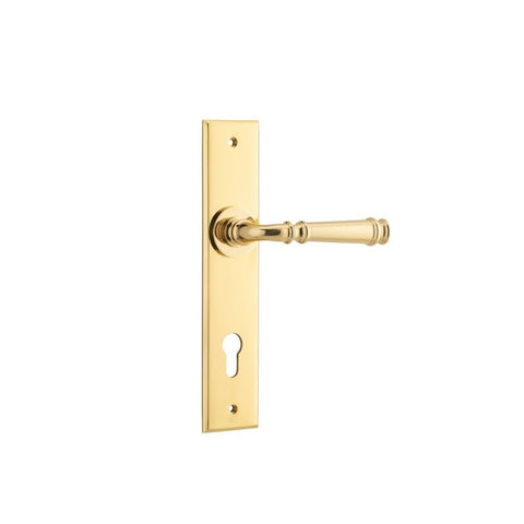 IVER Verona Door Lever Handle On Chamfered Backplate | Entrance Lever Set Only | 9 Finishes - Polished Brass