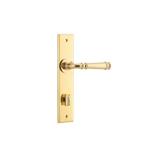 IVER Verona Door Lever Handle On Chamfered Backplate | Privacy Lever Set Only | 9 Finishes - Polished Brass