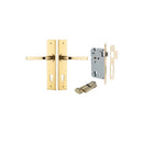 IVER Annecy Door Lever Handle On Chamfered Backplate | Entrance Kit (Key/Thumb) | 9 Finishes - Polished Brass